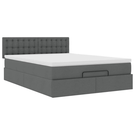 vidaXL Bed met matras 140x190 cm stof donkergrijs afbeelding2 - 1
