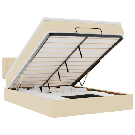 vidaXL Bed met matras 140x190 cm stof crèmekleurig afbeelding2 - 1