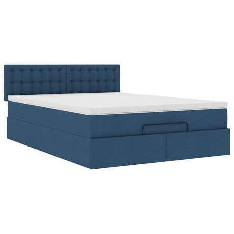 vidaXL Ottoman bed met matras 140x200cm stof blauw afbeelding2 - 1