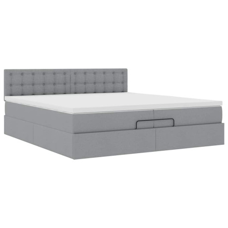 vidaXL Ottoman bed met matras 200x200 cm stof lichtgrijs afbeelding2 - 1