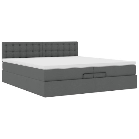 vidaXL Ottoman bed met matras 200x200 cm stof donkergrijs afbeelding2 - 1