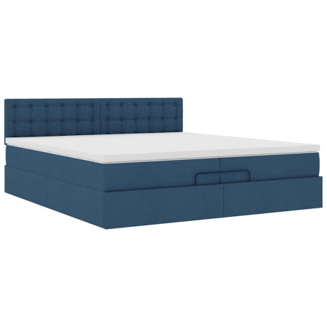 vidaXL Ottoman bed met matras 200x200 cm stof blauw afbeelding2 - 1