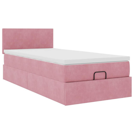 vidaXL Bedframe met matras 80x200cm fluweel roze afbeelding2 - 1