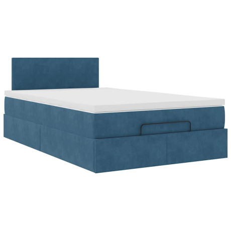 vidaXL Bedframe met matras 120x190 cm fluweel donkerblauw afbeelding2 - 1