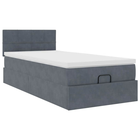 vidaXL Ottoman bed met matras 80x200cm fluweel donkergrijs afbeelding2 - 1