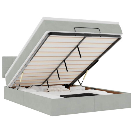 vidaXL Ottoman bed met matras 140x200cm fluweel lichtgrijs afbeelding2 - 1