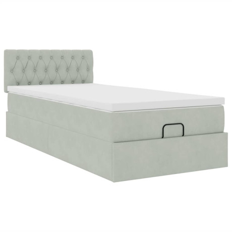 vidaXL Ottoman bed met matras 80x200cm fluweel lichtgrijs afbeelding2 - 1