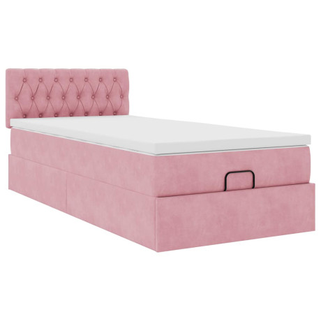 vidaXL Bedframe met matras 80x200cm fluweel roze afbeelding2 - 1