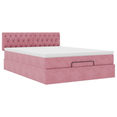 vidaXL Ottoman bed met matras 140x200cm fluweel roze afbeelding2 - 1