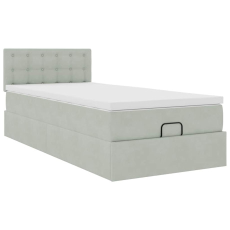 vidaXL Ottoman bed met matras 80x200cm fluweel lichtgrijs afbeelding2 - 1