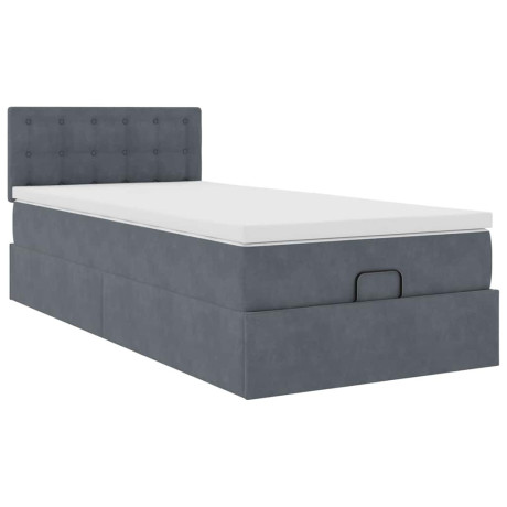 vidaXL Ottoman bed met matras 80x200cm fluweel donkergrijs afbeelding2 - 1