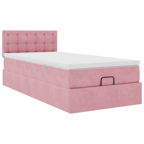 vidaXL Bedframe met matras 80x200cm fluweel roze afbeelding2 - 1