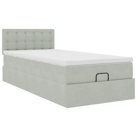 vidaXL Ottoman bed met matras 90x190cm fluweel lichtgrijs afbeelding2 - 1