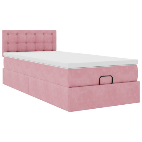 vidaXL Bedframe met matras 90x200cm fluweel roze afbeelding2 - 1