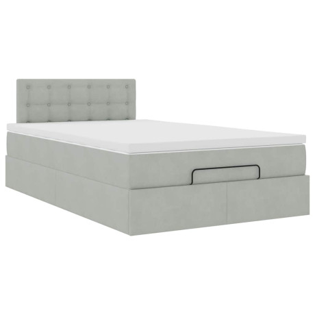vidaXL Bed poef met matras 120x190 cm fluweel lichtgrijs afbeelding2 - 1
