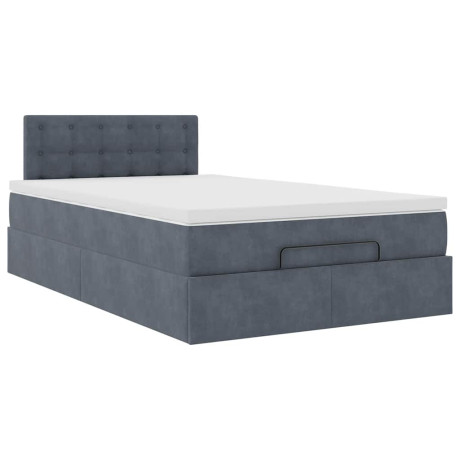 vidaXL Bed poef met matras 120x190 cm fluweel donkergrijs afbeelding2 - 1