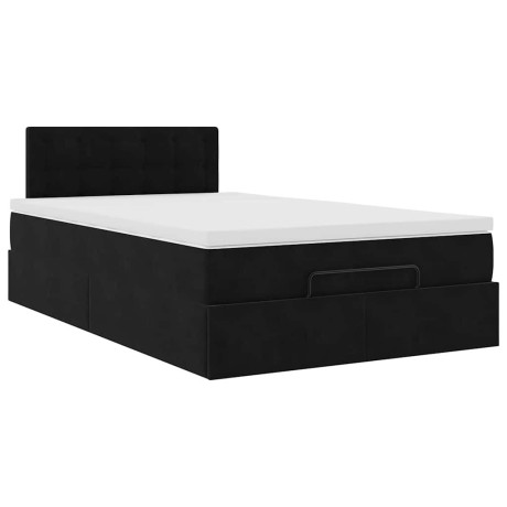 vidaXL Bed poef met matras 120x190 cm fluweel zwart afbeelding2 - 1