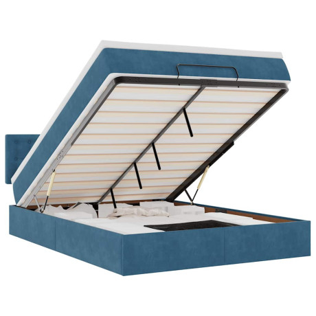 vidaXL Ottoman bed met matras 140x190cm fluweel donkerblauw afbeelding2 - 1