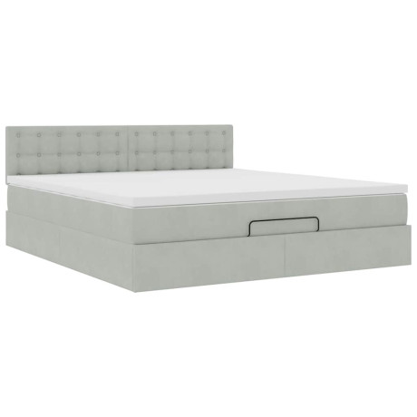 vidaXL Ottoman bed met matras 160x200cm fluweel lichtgrijs afbeelding2 - 1