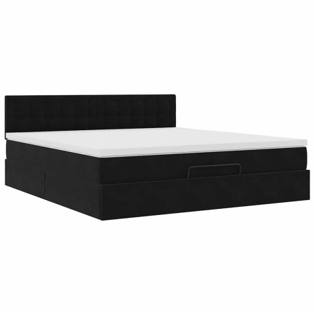 vidaXL Ottoman bed met matras 160x200cm fluweel zwart afbeelding2 - 1