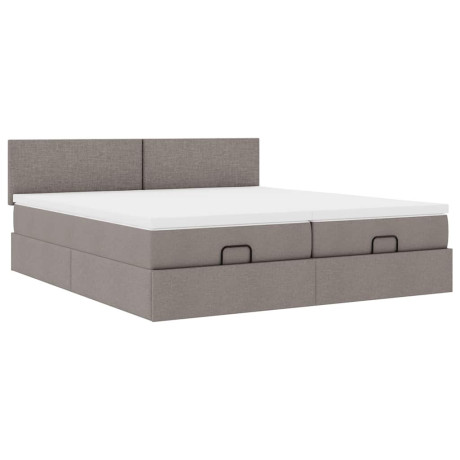 vidaXL Bedframe met matrassen 180x200cm stof taupe afbeelding2 - 1