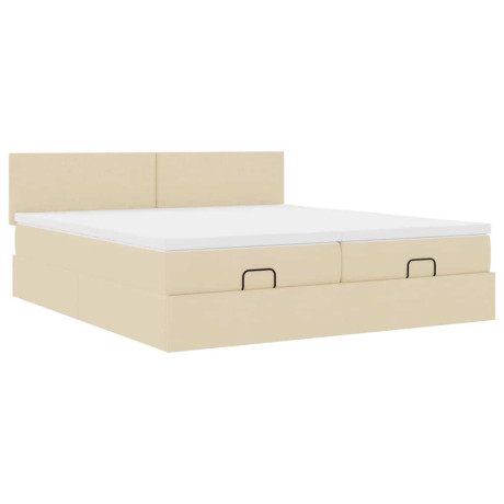 vidaXL Bedframe met matrassen 180x200cm stof crèmekleurig afbeelding2 - 1