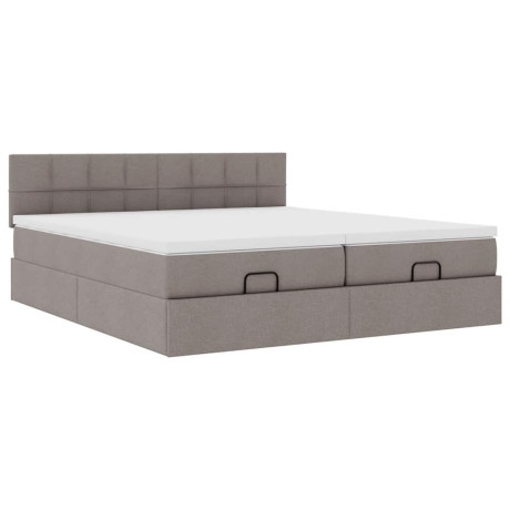 vidaXL Bedframe met matrassen 200x200cm stof taupe afbeelding2 - 1