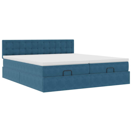 vidaXL Bedframe met matrassen 180x200cm fluweel donkerblauw afbeelding2 - 1