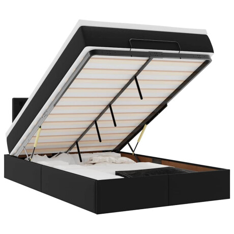 vidaXL Bed poef met matrassen en LED's 120x190cm kunstleer zwart afbeelding2 - 1