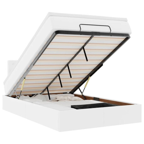 vidaXL Bed poef met matrassen en LED's 120x190cm kunstleer zuiver wit afbeelding2 - 1