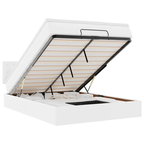 vidaXL Bed poef met matrassen en LED's 140x190cm kunstleer zuiver wit afbeelding2 - 1