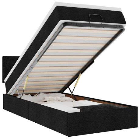 vidaXL Bed poef met matras en LED's 80x200 cm stof zwart afbeelding2 - 1
