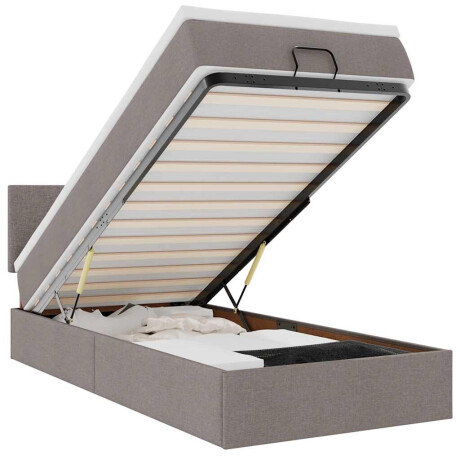 vidaXL Bed poef met matras en LED's 90x200 cm stof taupe afbeelding2 - 1