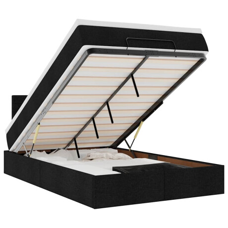 vidaXL Bed poef met matras en LED's 120x190 cm stof zwart afbeelding2 - 1