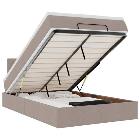 vidaXL Bed poef met matras en LED's 120x190 cm stof taupe afbeelding2 - 1