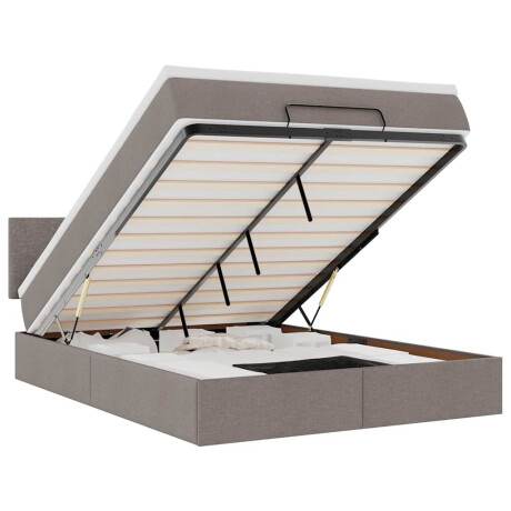 vidaXL Bed poef met matras en LED's 140x200 cm stof taupe afbeelding2 - 1