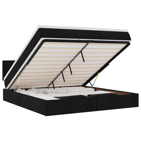 vidaXL Bed poef met matras en LED's 180x200 cm stof zwart afbeelding2 - 1
