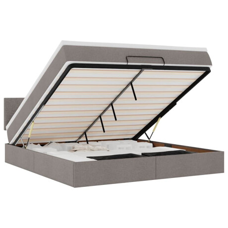 vidaXL Bed poef met matras en LED's 180x200 cm stof taupe afbeelding2 - 1