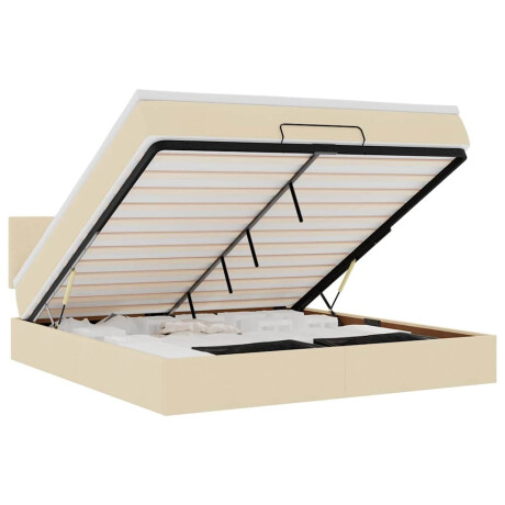 vidaXL Bed poef met matras en LED's 180x200 cm stof crèmekleurig afbeelding2 - 1