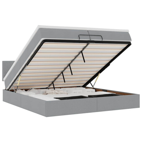 vidaXL Ottoman bed met matrassen en LED's 200x200cm stof lichtgrijs afbeelding2 - 1