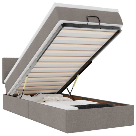 vidaXL Bed poef met matras en LED's 90x200 cm stof taupe afbeelding2 - 1