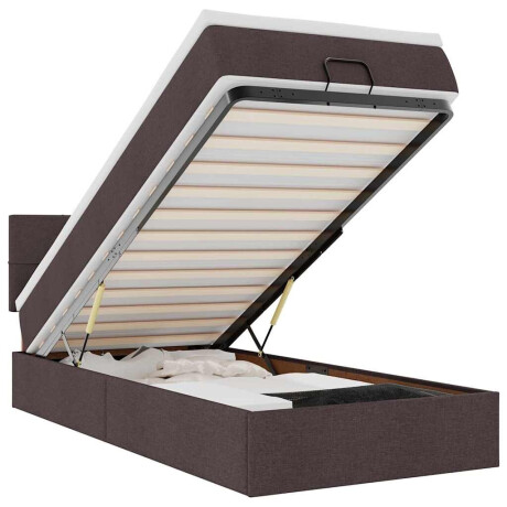 vidaXL Ottoman bed met matras en LED's 100x200 cm stof donkerbruin afbeelding2 - 1