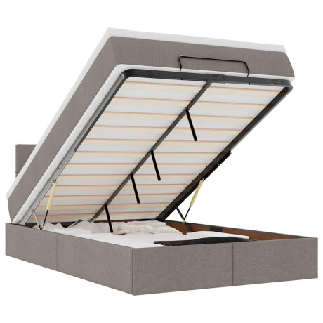 vidaXL Bed poef met matras en LED's 120x190 cm stof taupe afbeelding2 - 1