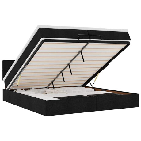 vidaXL Ottoman bed met matrassen en LED's 200x200cm stof zwart afbeelding2 - 1