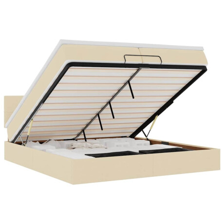 vidaXL Ottoman bed met matrassen en LED's 200x200cm stof crèmekleurig afbeelding2 - 1