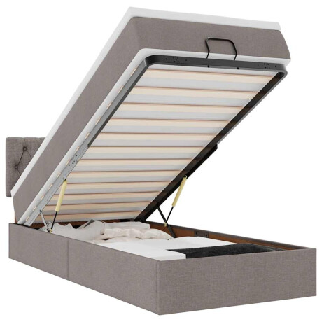 vidaXL Bed poef met matras en LED's 90x200 cm stof taupe afbeelding2 - 1