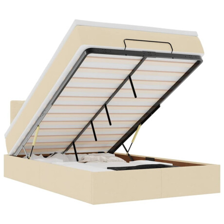 vidaXL Bed poef met matras en LED's 120x190 cm stof crèmekleurig afbeelding2 - 1