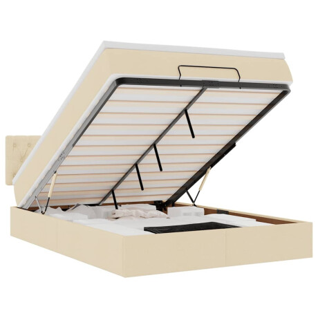 vidaXL Bed poef met matras en LED's stof 140x190 cm crème afbeelding2 - 1