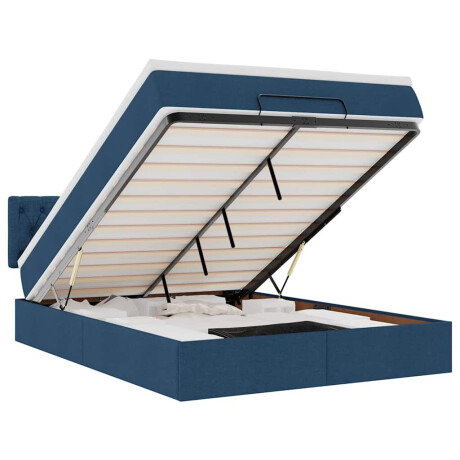 vidaXL Bed poef met matras en LED's stof 140x190 cm blauw afbeelding2 - 1
