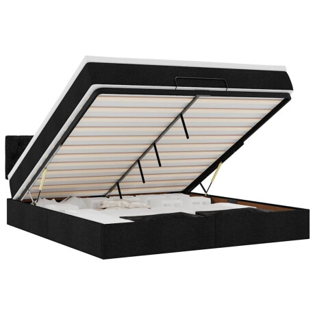 vidaXL Bed poef met matras en LED's 180x200 cm stof zwart afbeelding2 - 1